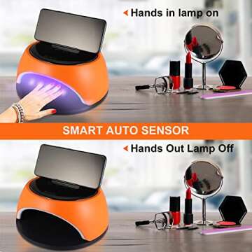 MUSERAY UV LED Nail Lamp, 360 W High Power UV Nail Dryer with Phone Holder Professional Nail Gel Polish Dryer Curing Lamp,with Auto Sensor 60 Beads Suitable for Fingernail and Toenail 1