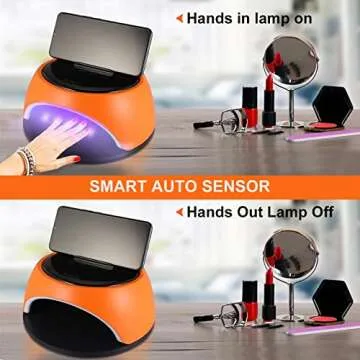MUSERAY UV LED Nail Lamp, 360 W High Power UV Nail Dryer with Phone Holder Professional Nail Gel Polish Dryer Curing Lamp,with Auto Sensor 60 Beads Suitable for Fingernail and Toenail 1