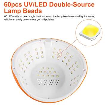 MUSERAY UV LED Nail Lamp, 360 W High Power UV Nail Dryer with Phone Holder Professional Nail Gel Polish Dryer Curing Lamp,with Auto Sensor 60 Beads Suitable for Fingernail and Toenail 1