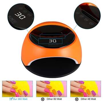 MUSERAY UV LED Nail Lamp, 360 W High Power UV Nail Dryer with Phone Holder Professional Nail Gel Polish Dryer Curing Lamp,with Auto Sensor 60 Beads Suitable for Fingernail and Toenail 1