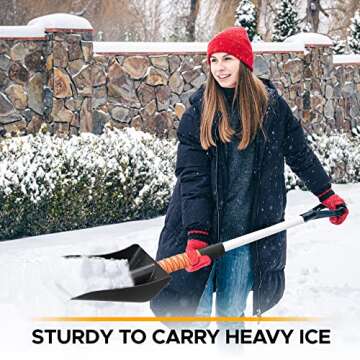EcoNour 39" Snow Shovel | 6 in 1 Ice Scraper & Squeegee