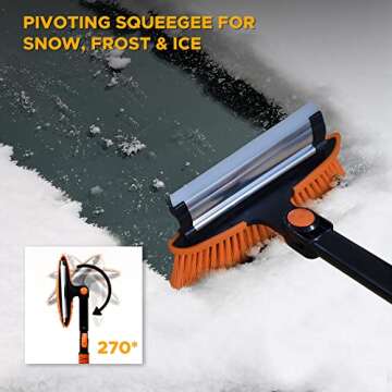 EcoNour 39" Snow Shovel | 6 in 1 Ice Scraper & Squeegee