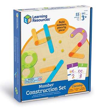 Learning Resources Number Construction - 55 Pieces, Ages 3+ Number Set for Kids, Math Games for Kids. Kindergartner Learning Materials