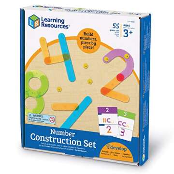 Learning Resources Number Construction - 55 Pieces, Ages 3+ Number Set for Kids, Math Games for Kids. Kindergartner Learning Materials