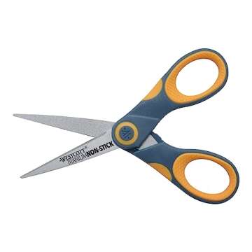 Westcott ‎14881 5-Inch Non-Stick Titanium Scissors For Office and Home, Yellow/Gray