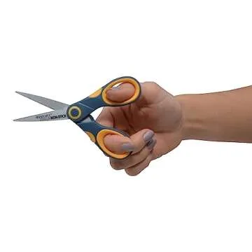 Westcott ‎14881 5-Inch Non-Stick Titanium Scissors For Office and Home, Yellow/Gray