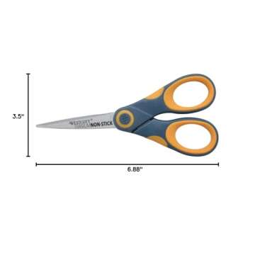 Westcott ‎14881 5-Inch Non-Stick Titanium Scissors For Office and Home, Yellow/Gray