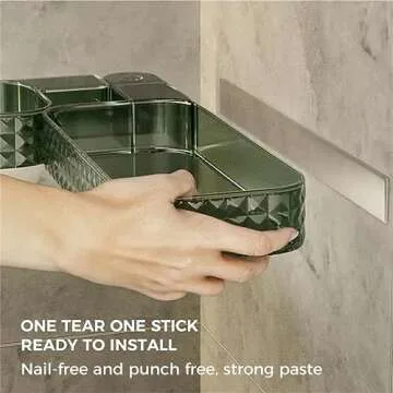 Multifunctional Wall-Mounted U-Shaped Rotating Storage Corner Shelf, Wall-Mounted No-Punching Corner Shelf, for Bathroom Living Room & Kitchen (Pink)