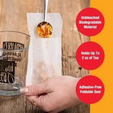 Tiesta Tea - Loose Leaf Filters | Disposable Infuser, Natural Unbleached Paper, Steeps Hot, Iced & Coffee, Easy Fill Single Serve Filter for One Cup | 100 Count Empty Tea Bags