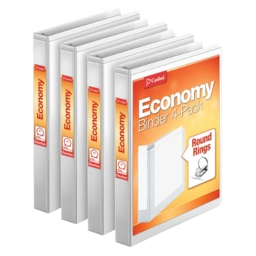 Cardinal Economy 3 Ring Binder, 1 Inch, Presentation View, White, Holds 225 Sheets, Nonstick, PVC Fr...