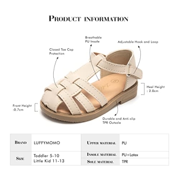 Luffymomo Girls Summer Sandals Comfortable Durable Closed Toe