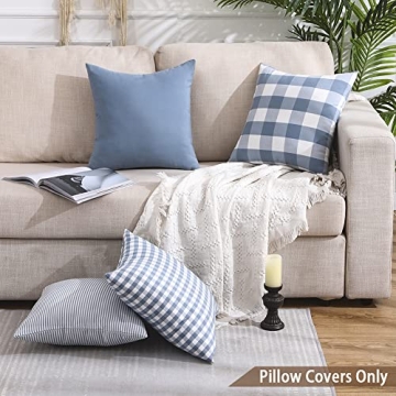 Lake Blue Buffalo Plaid Pillow Covers Set of 2 Outdoor Style