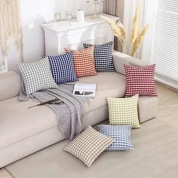 Lake Blue Buffalo Plaid Pillow Covers Set of 2 Outdoor Style