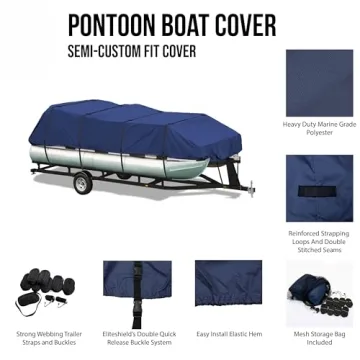 Eliteshield Heavy Duty Pontoon Boat Cover - All Weather Protection