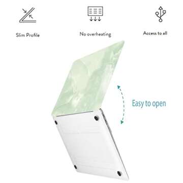LanBaiLan Compatible for New MacBook Air 13 inch 2020 2019 2018 Release A2337 M1 A2179 A1932 Retina Display with Touch ID, Laptop Plastic Hard Protective Case & Keyboard Cover, Matcha Green Marble