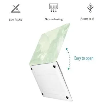 LanBaiLan Compatible for New MacBook Air 13 inch 2020 2019 2018 Release A2337 M1 A2179 A1932 Retina Display with Touch ID, Laptop Plastic Hard Protective Case & Keyboard Cover, Matcha Green Marble