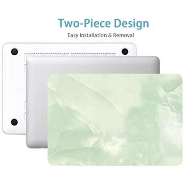 LanBaiLan Compatible for New MacBook Air 13 inch 2020 2019 2018 Release A2337 M1 A2179 A1932 Retina Display with Touch ID, Laptop Plastic Hard Protective Case & Keyboard Cover, Matcha Green Marble