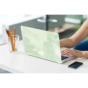 LanBaiLan Compatible for New MacBook Air 13 inch 2020 2019 2018 Release A2337 M1 A2179 A1932 Retina Display with Touch ID, Laptop Plastic Hard Protective Case & Keyboard Cover, Matcha Green Marble