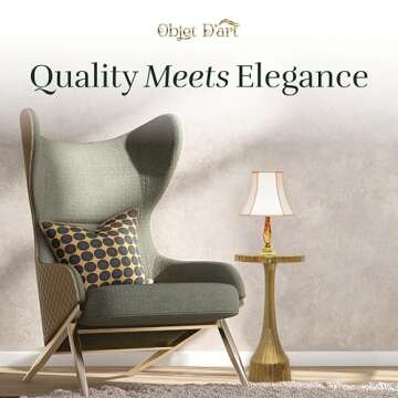 Small Round Gold Side Table by Objet D’Art, Accent, End, Pedestal, Martini, Drink Table for Living Room or Nightstand for Bedroom and Small Spaces, Cyrus Vintage Metal Brass Style Decor, 21” Height