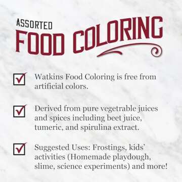 Watkins Assorted Food Coloring - Natural Vegetable-Based Colors