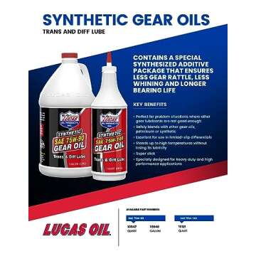 Lucas Oil 10047 SAE 75W-90 Synthetic Gear Oil/Transmission and Differential Lube - 1 Quart