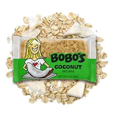 Bobo's Oatmeal Bars, Coconut, Gluten Free Vegan Whole Grain Oat Bars, Pack of 12
