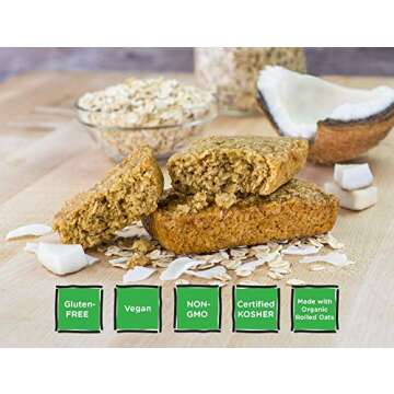 Bobo's Oatmeal Bars, Coconut, Gluten Free Vegan Whole Grain Oat Bars, Pack of 12