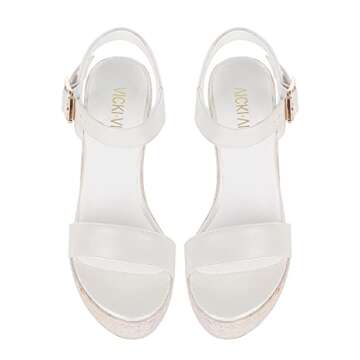 VICKI·VICKI Women's Platform Sandals Wedge Ankle Strap Open Toe Sandals White Lvory Size Size 5