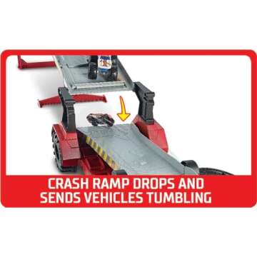 Hot Wheels Monster Trucks Playset, Toy Truck & Car, Down Hill Race & Go with 1:64 Scale Bone Shaker & 1:64 Scale Vehicle (Amazon Exclusive)