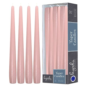 Hyoola Tall Taper Candles - 10 Inch Light Pink Unscented Dripless Taper Candles - 8 Hour Burn Time -...