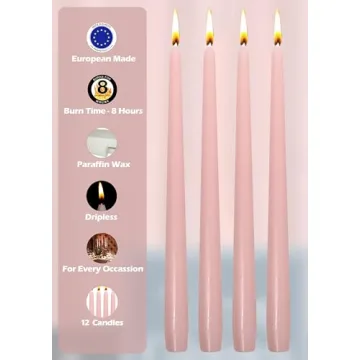 Elegant Hyoola 10 Inch Pink Dripless Taper Candles