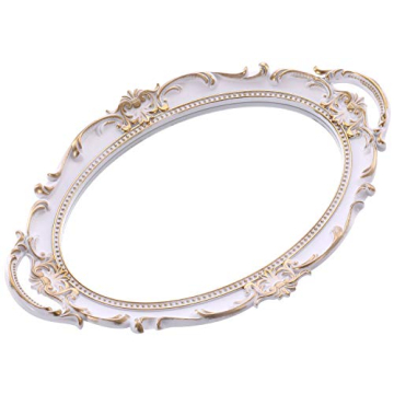 Sooyee Decorative Bathroom Vanity Tray Decor, White and Gold Mirror Tray for Dessert / Coffee Table,...