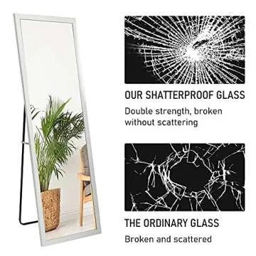 Beauty4U Full Length Mirror Free Standing Leaning Body Mirror, White Dressing Floor Mirror for Home Decor, 59"x20"