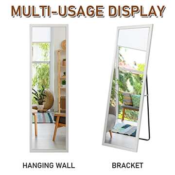 Beauty4U Full Length Mirror Free Standing Leaning Body Mirror, White Dressing Floor Mirror for Home Decor, 59"x20"