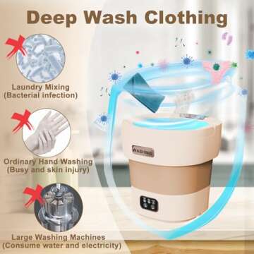 18L Portable Washing Machine,Mini Collapsible Washer with 3 Modes Cleaning for Socks, Small Folding ...