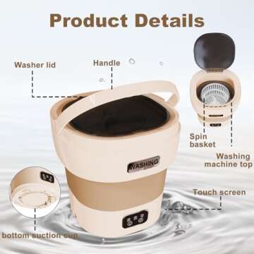 18L Portable Washing Machine,Mini Collapsible Washer with 3 Modes Cleaning for Socks, Small Folding Washer and Dryer Combo for Apartment,Camping,RV (Brown)