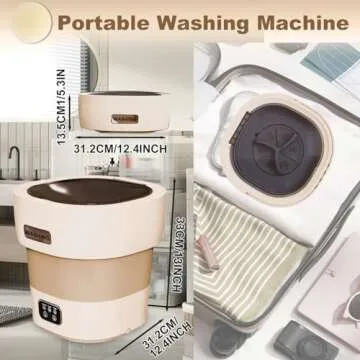 18L Portable Washing Machine,Mini Collapsible Washer with 3 Modes Cleaning for Socks, Small Folding Washer and Dryer Combo for Apartment,Camping,RV (Brown)