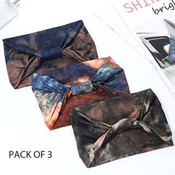 GORTIN Extra Wide Headbands African Turban Head Wrap Boho Stretch Hairbands Yaga Hair Accessories for Black Women Pack of 3