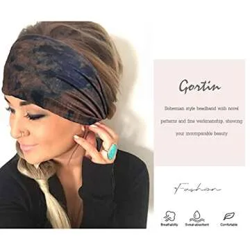 GORTIN Extra Wide Headbands African Turban Head Wrap Boho Stretch Hairbands Yaga Hair Accessories for Black Women Pack of 3