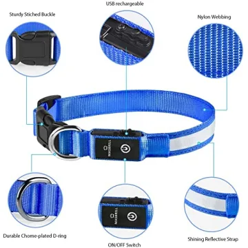 MASBRILL LED Dog Collar - Night Walking Lighted, Rechargeable & Water-Resistant