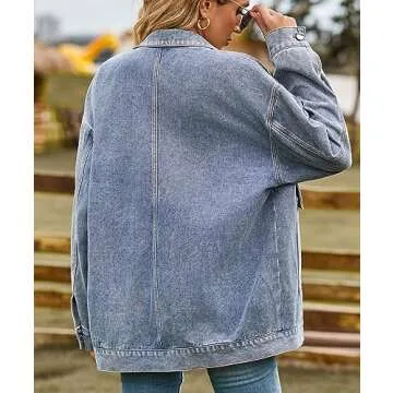 PAODIKUAI Women’s Oversized Denim Jacket Cozy Casual Style