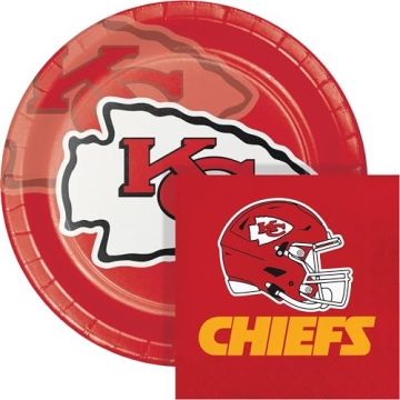 Trendware Kansas City Chiefs Paper Plate and Napkin Party Kit - Serves 16