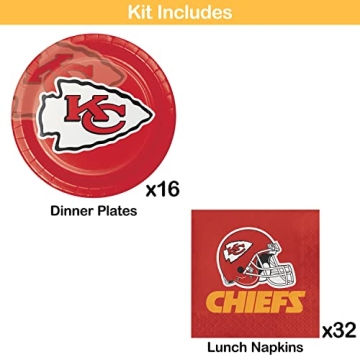 Kansas City Chiefs Paper Plate and Napkin Party Kit for 16