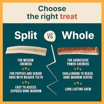100% Natural - Antlers for Dogs ( Split ) - Naturally Shed in USA - Grade A Long Lasting Chew for Aggressive Chewers - Elk Antlers Dog Antler Chews - Real, Treats & Toys - No Odor & No Mess - Small