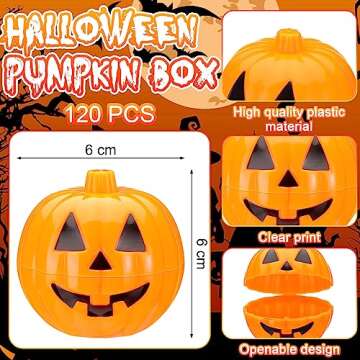 120 Pcs Plastic Pumpkin Storage Box Case - Mini Pumpkins, Candy Boxes for Halloween Decoration & Party Supplies