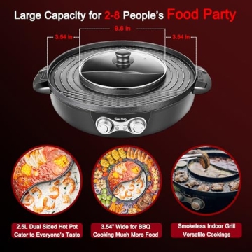 Food Party DUO Electric Hot Pot with Smokeless Grill
