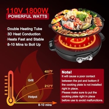 Food Party DUO Electric Hot Pot with Smokeless Grill