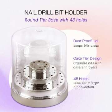 PANA Round Cake Tier Nail Drill Bit Holder Display Organizer Case - Dustproof Carbide Bit Storage Co...