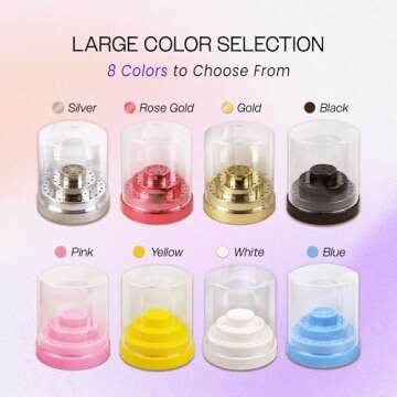 PANA Round Cake Tier Nail Drill Bit Holder Display Organizer Case - Dustproof Carbide Bit Storage Container Box For Manicure Tools Nail Salon - 48 Holes Silver (Drill Bits Not Included)