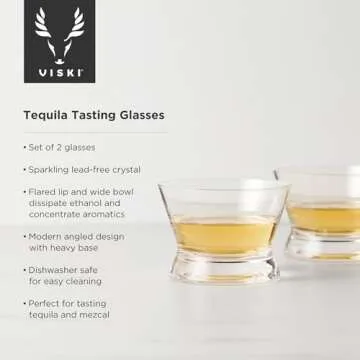 Viski Tasting Set Crystal Neat Spirit Glasses for Tequila, Mezcal, Bourbon, Scotch, Brandy 6oz Set o...